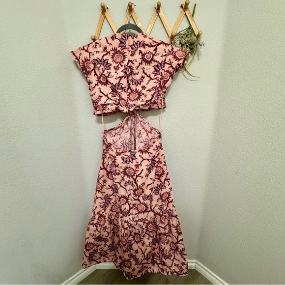 A.L.C. Alexandria Cutout Waist Maxi Dress in Pink Floral Print Size 14 - Picture 7 of 12